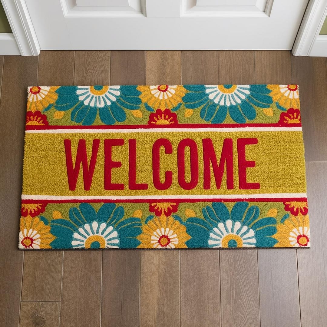 What is a homepage of a website a colorful welcome mat on a wood floor